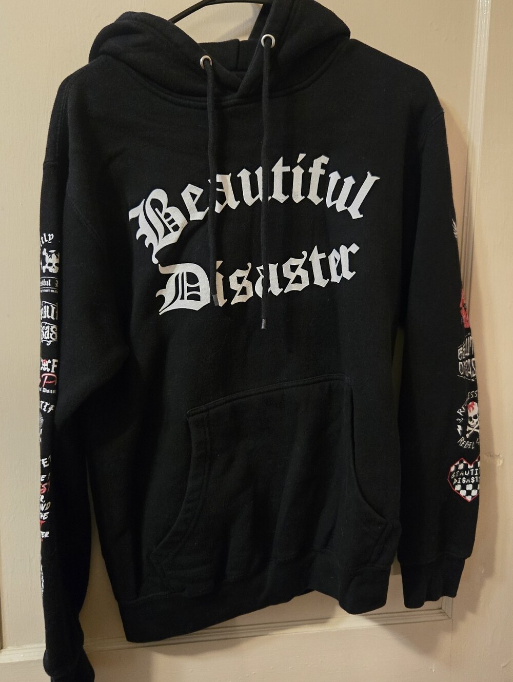 Black "Beautiful Disaster" Graphic Hoodie Sweatshirt